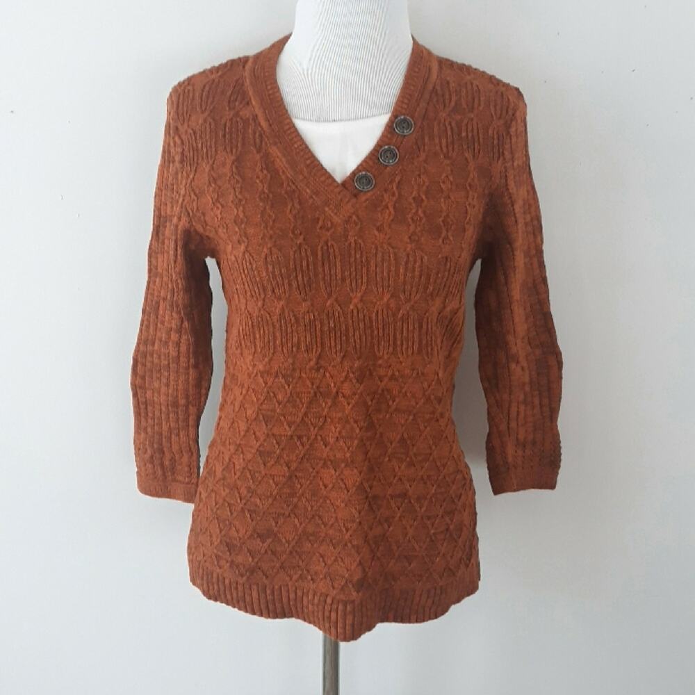 Christopher & Banks Burnt Orange Cable Knit Sweater
